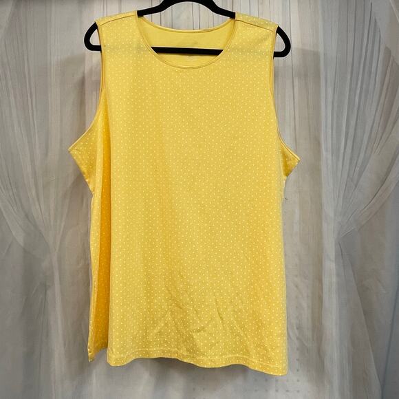 CJ Banks Yellow Polka Dot Sleeveless Tank Top 3X - Picture 1 of 3